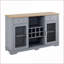 Cabinets, buffet de ferme moderne avec 2 tiroirs, portes en verre et amp; Support à vin | Bleu clair + chêne clair l 56,46 po | Panneau de fibres à densité moyenne | Cuisine
