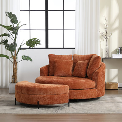 Fauteuil demi-tonneau rembourré avec repose-pieds