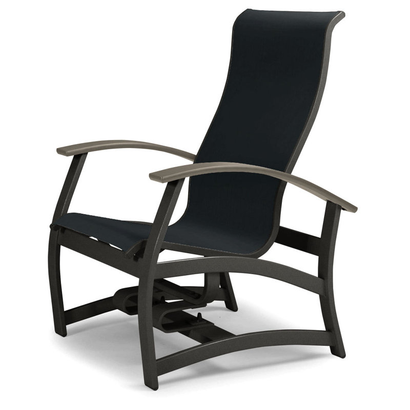 Askar Swivel Powder Coated Aluminum Outdoor Lounge Chair, Black 5D Sunbrella®, Textured Graphite, Desert P60