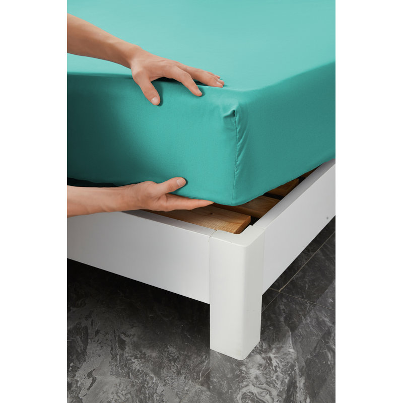 Ensemble de draps en rayonne , Bleu sarcelle, Ensemble de draps pour très grand lit + un drap-h