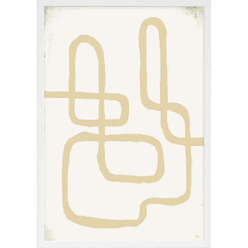 Line Works In White 1 Painting by StudioM, 30" H x 21" W x 1.25" D, White Framed Paper