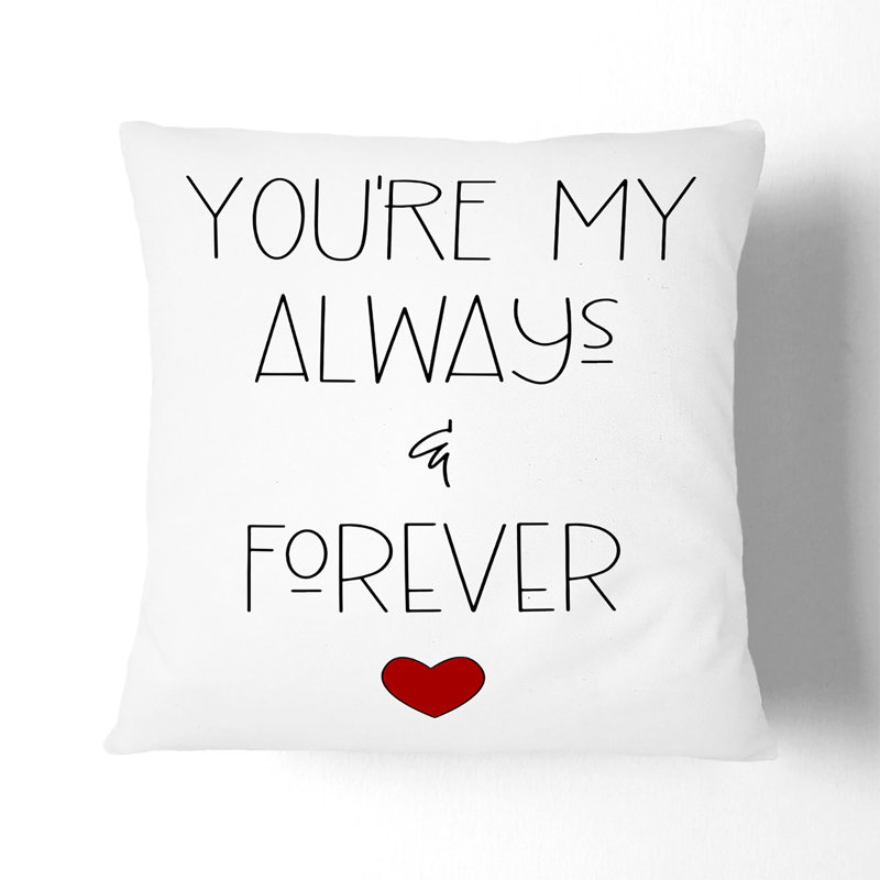 Always and Forever V2 Typography Scatter Cushion, 55cm H x 55cm W x 20cm D, Black