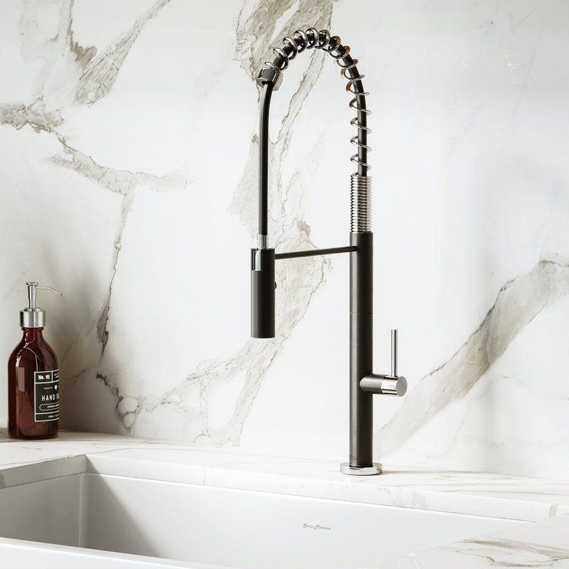Chalet Single Handle, Pull-Down Kitchen Faucet, Brushed Nickel/Black