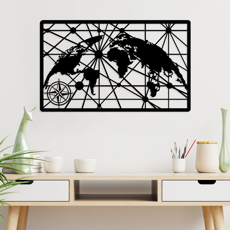 Decorative Metal Wall Accessory, Black, 19.7 x 32.3 inches | 100% Metal, Thickness: 0.06 inches | Lightweight Design: 1.9 lbs | Perfect for Home Decor, Modern Aesthetic, Easy to Hang