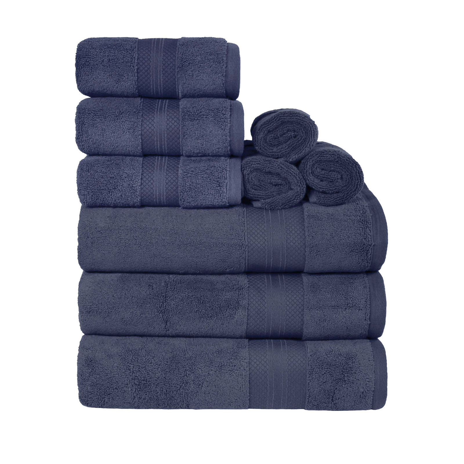 Finnian Ultra-Plush Heavyweight, 100% Turkish Towel Collection, Crown Blue, 9 Piece Towel Set