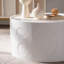 Table de bout en bois robuste, panneau de fibres à densité moyenne blanc crémeux, décor de salon moderne