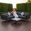 Modern 4-Pieces Outdoor Black Rattan Wicker L-Shape Sofa Set With Table, Gray Cushions, Suitable For 4-5 Person