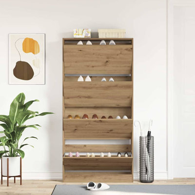Shoe Cabinet 80 X 21 X 163.5 Cm Engineered Wood