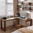 Solid wood walnut-colored L-shaped corner desk-217062027-217062017
