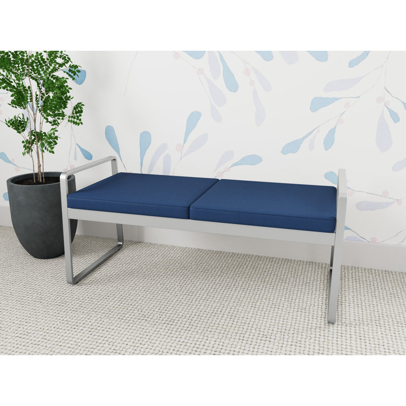 Banc en métal Gansett, Bleu impérial Patriot Plus - vinyle facile à net, Argent