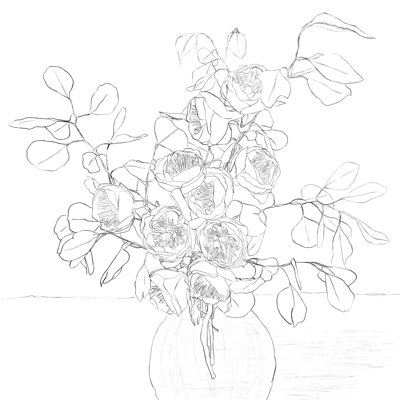 "Beautiful Bouquet Line" by Nadja Machine-Made Print 