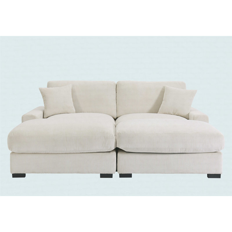 Canapé modulaire modulaire, canapé modulaire surdimensionné 4 places, tissu en velours côtelé avec 2 repose-pieds et 2 coussins, canapé modulaire modulaire