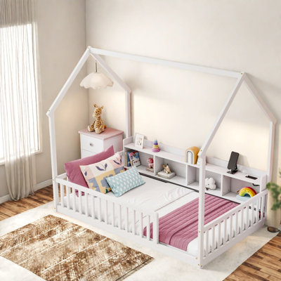 Lits avec rangement, lit en bois de pin pour chambre d'enfant