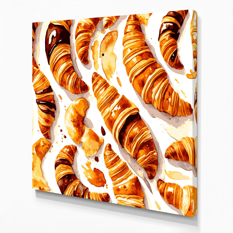 Desserts croissants, art mural sur toile beige, H 8 po x l 8 po
