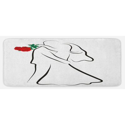 Tapis de cuisine noir vermillon de mariage simple classique des couples de mariage dans l’amour rouge roses joyeux moments