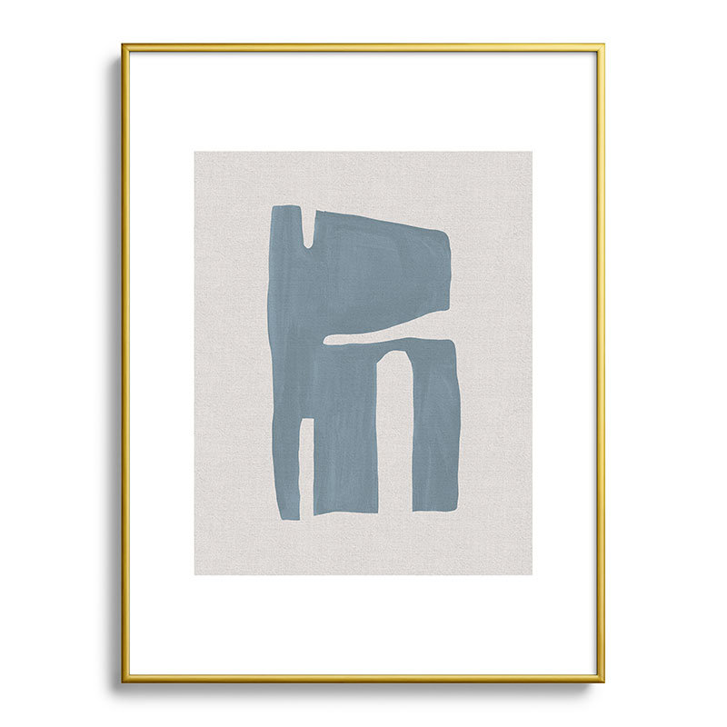 Mid Century Blue II, encadré sur papier, Or, H 24 po x l 18 po
