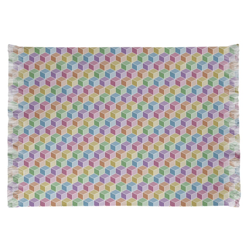 Jaune cube/bleu/vert Tapis décoratif, non