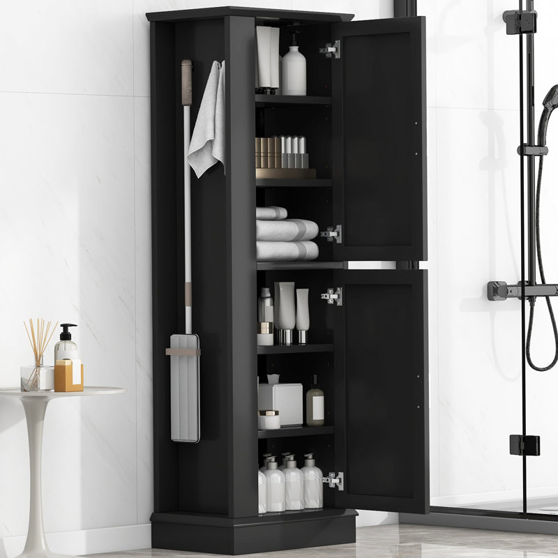 Armoire de salle de bain autoportante 68 po Georgia, Noir