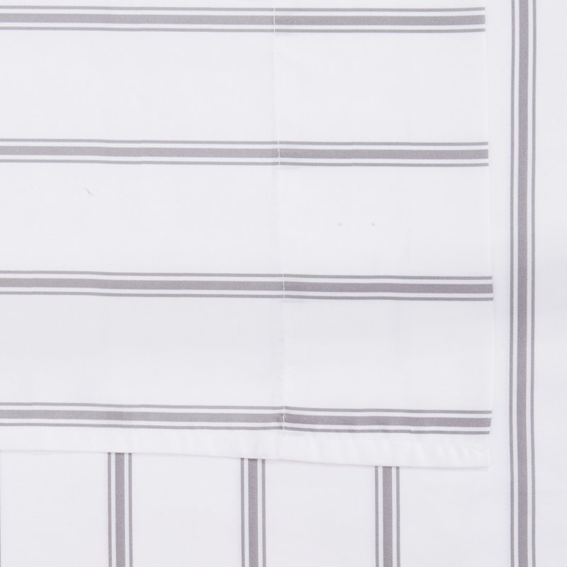White and Grey Ticking Stripe Full Microfiber Sheet Set