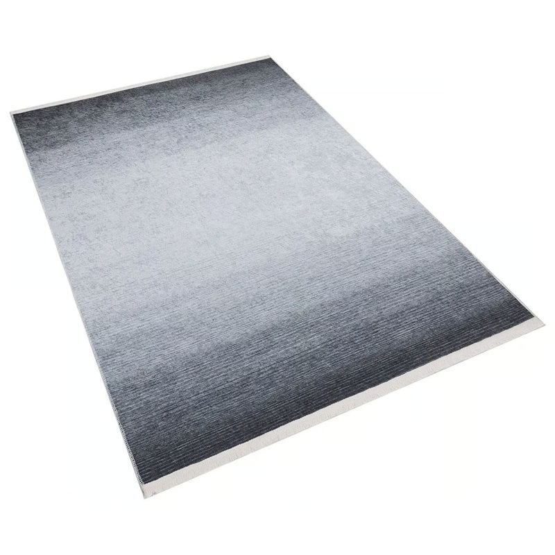 Tapis lavable rayé en polyester à imprimé numérique Florance Grey, Rectangle 5 pi 11 po x 9 pi 2 po