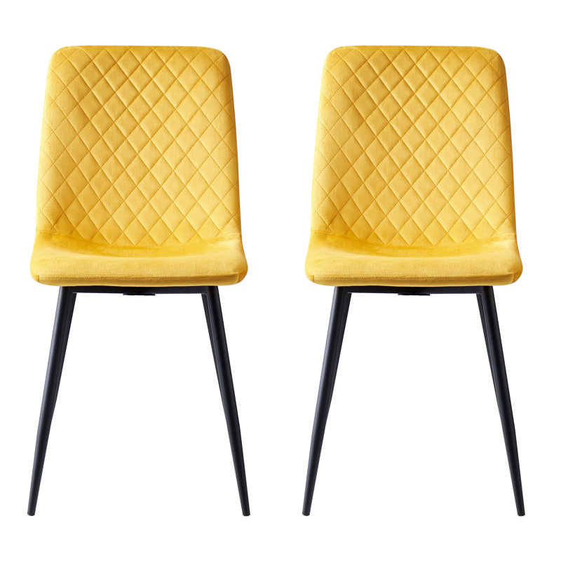 Upholstered Dining Chair, Yellow, 2