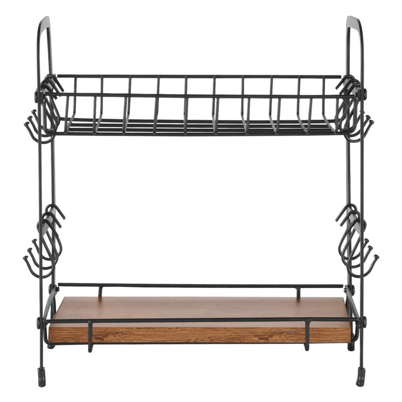 2 Tier Coffee Bar Organizer for Countertop with 12 Movable Hooks Mug Holder