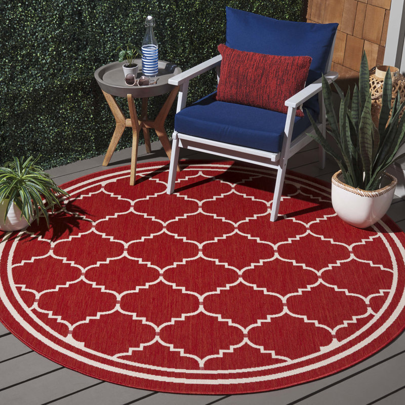 Herefordshire Performance Geometric Indoor/Outdoor Area Rug, Round 6'7"