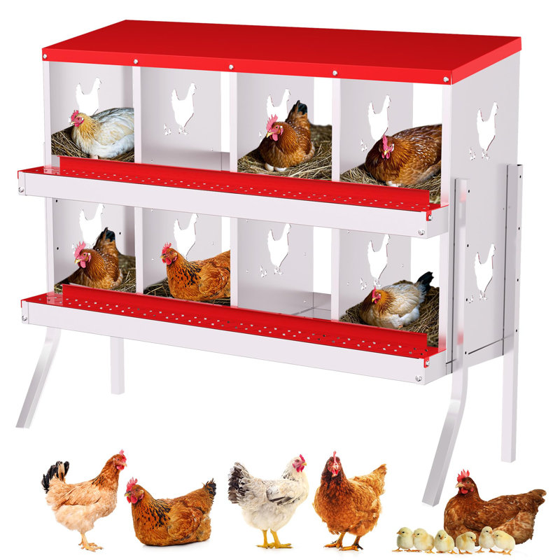 Boîte de nidification pour poulets, boîtes de nidification pour poulaillers en métal à 8 compartiments pour poulailler, collection Easy Egg, nettoyage facile, boîtes de ponte pour poules avec pattes de support pour poules
