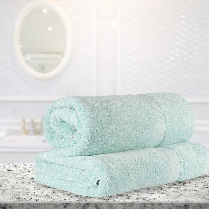 Renata 2 Piece 800 GSM Certified Egyptian Cotton Bath Sheet Set , Sea Foam