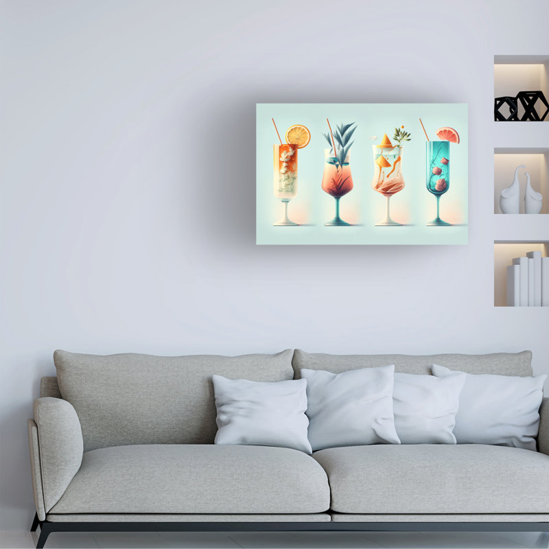 Impression sur toile moderne et moderne de style Mid-Century cocktail et boissons 15, L 32 po x H 22 po