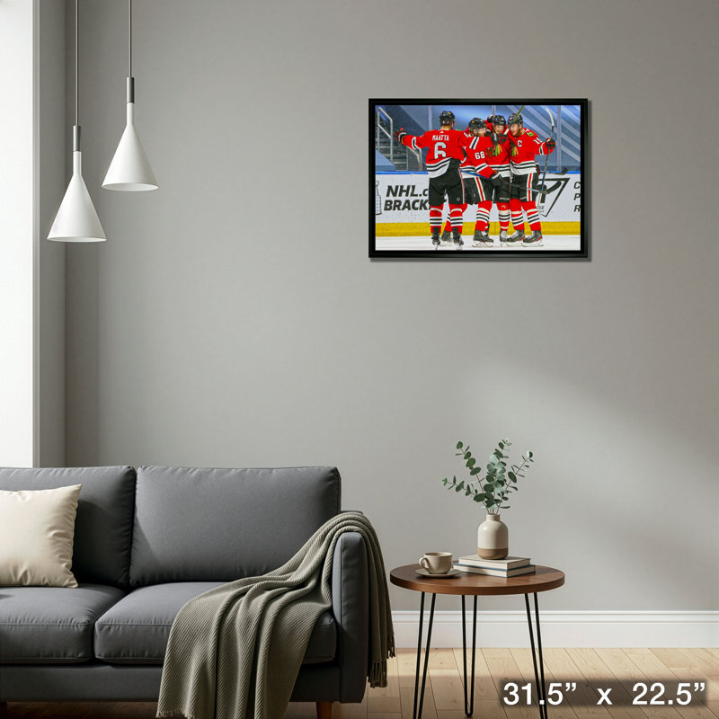 Toile célébration de but encadrée 20 x 29 Chicago Blackhawks de Chicago