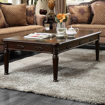 Table basse avec plateau de table épais - améliore la stabilité rectangulaire s'adapte bien dans un décor traditionnel et moderne