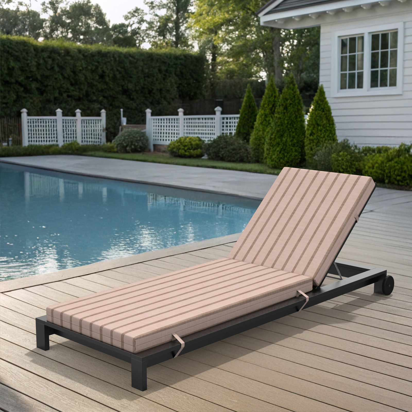 Lani Sunbrella Outdoor Chaise Lounge Cushion, 25" W x 50" D, Unwind Cameo