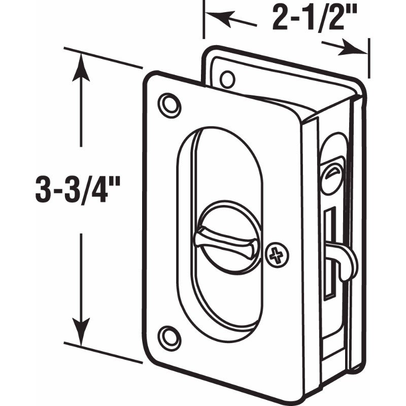 Serrure d'intimité à fermeture à glissière avec poignée, 3-3 / 4 po, nickel satiné (paquet simple)