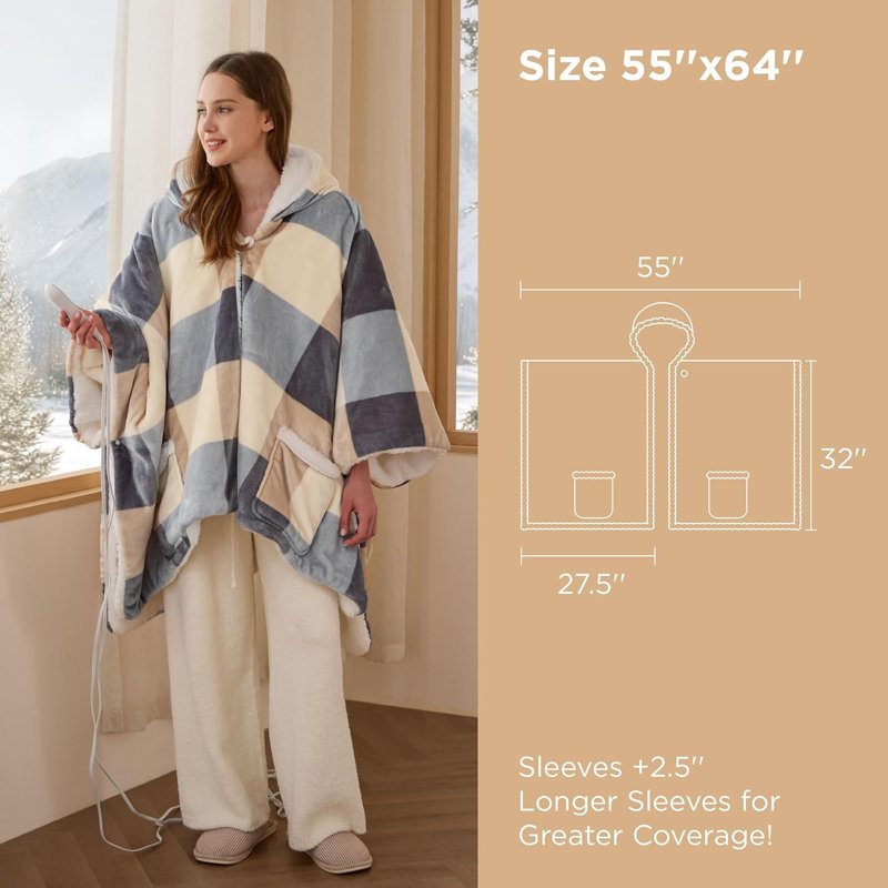 Collection Cozy Winter - Poncho chauffant portable - Châle électrique, Lait d'avoine