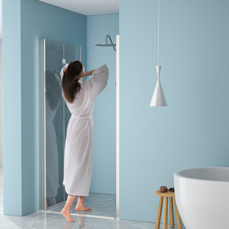 Porte de douche en verre trempé de 34 po x H 72 po en nickel brossé - réglable, élégante et pratique