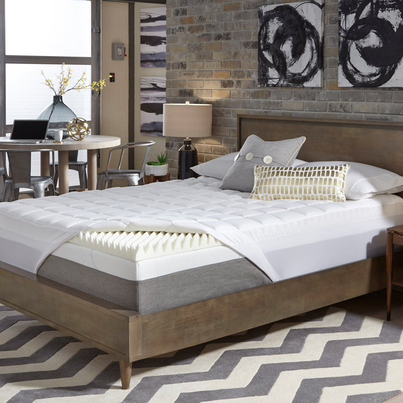 4.5" Memory Foam and Fiber 2 Piece Mattress Topper, King