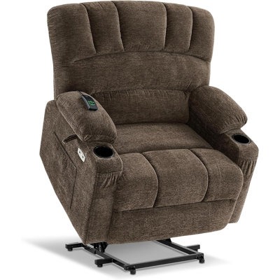 27.2" Extra Seat Width Power Recliner Lift Chair with Massage and Heat for Height 4'6"-5'2, Fabric