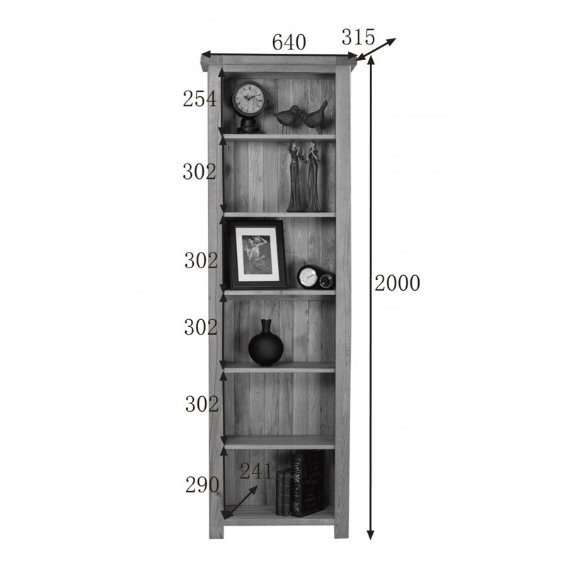 200cm H Solid Wood Standard Bookcase, 200cm H x 64cm W x 31.5cm D