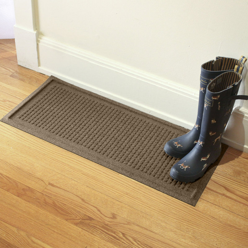 WaterHog Squares 15 in. x 36 in. Indoor Outdoor Boot Tray, Camel