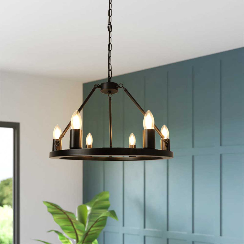 Lustre cylindrique de style bougie à 6 lumières Ilanna