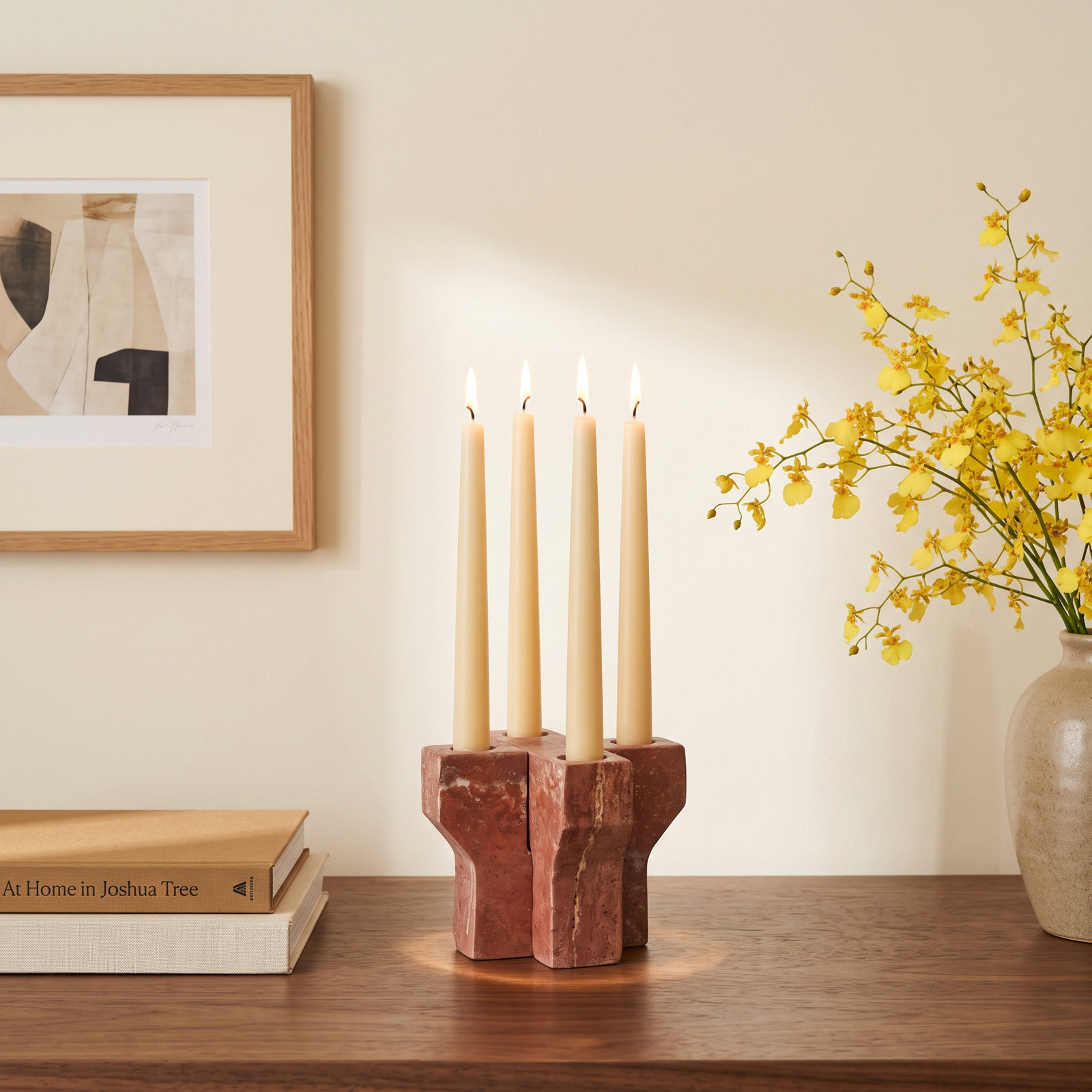 Travertine Taper Candle Holder