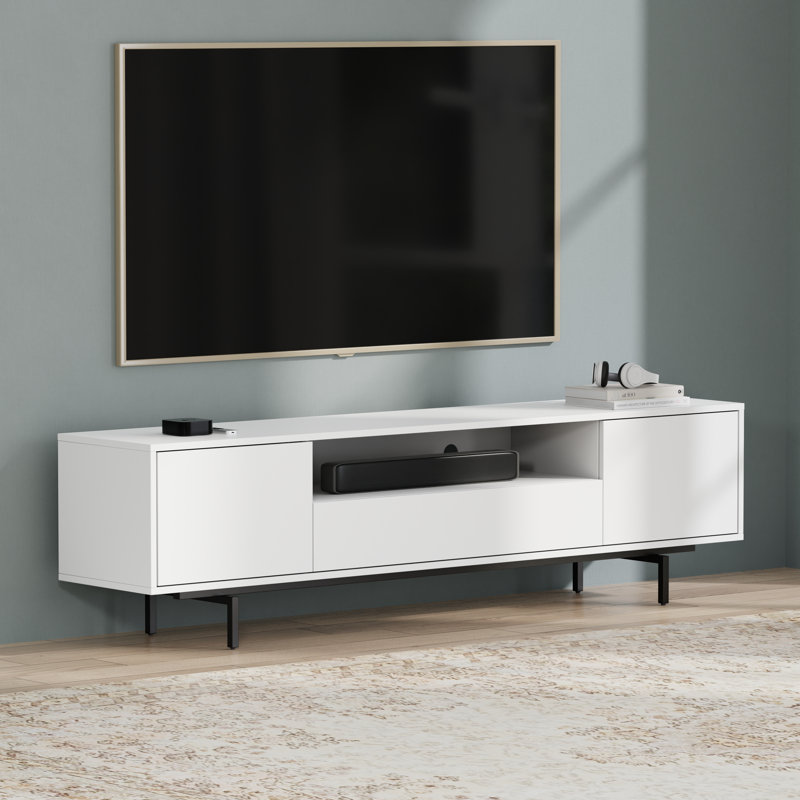 Canterbury 3 Door TV Stand for TVs up to 85", White