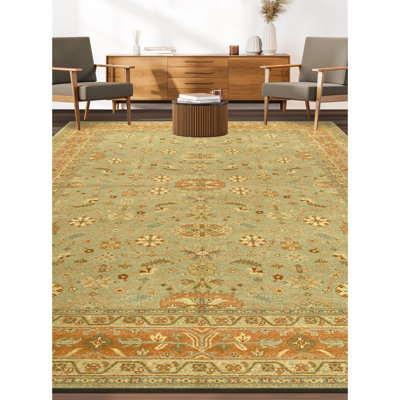 Tapis beige pêche de haute qualité noué à la main
