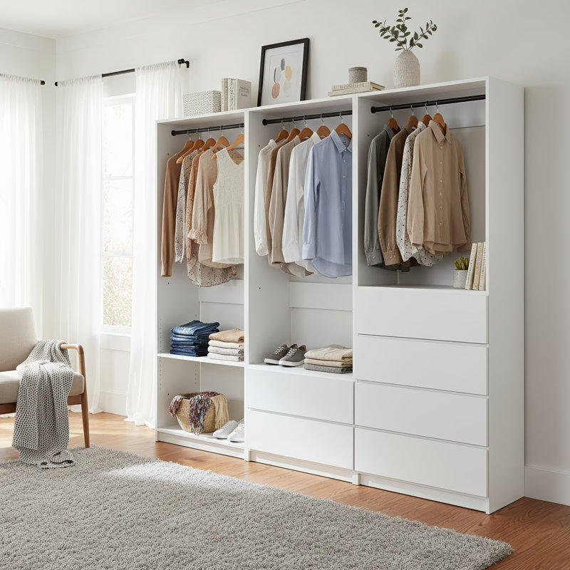 Système de garde-robe autoportant en bois Prosper