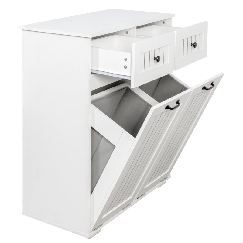 Armoire à linge avec 2 paniers à linge amovibles et 2 tiroirs