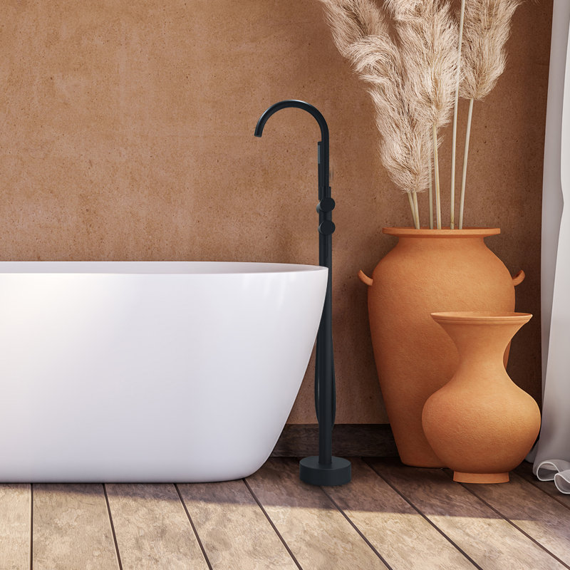 Assens 2 Handle Floor Roman Tub Faucet with Diverter, Matte Black