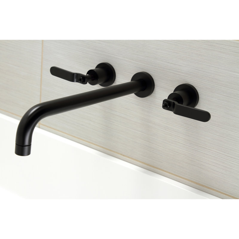 Kingston Brass Whitaker Two-Handle 3-Hole Wall Mount Roman Tub Faucet, Matte Black