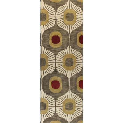 Hayashi Geometric Handmade Tufted Wool Mocha Area Rug