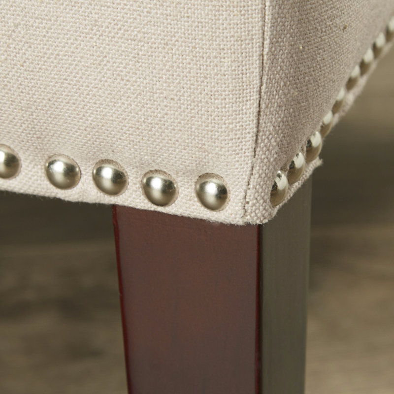 Bacall 18.3'' H Linen Upholstered Side Chair, Taupe with Nailhead Trim